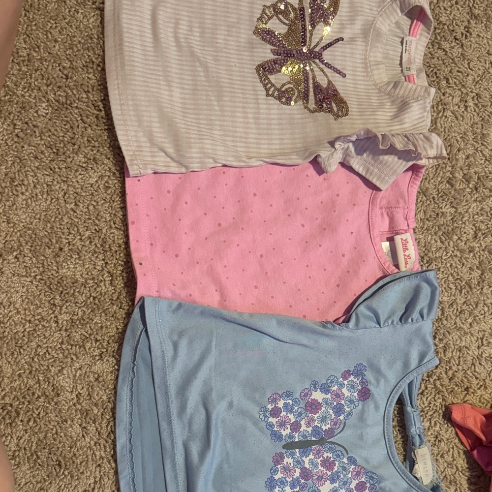 Kids' Butterfly Graphic Tees - Pink, Blue, and White